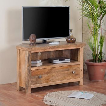 Odisha Solid Mango Wood 100cm 1 Drawer Corner TV Unit