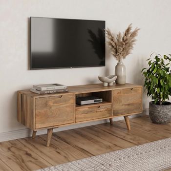 Surya Century Solid Mango Wood 135cm 3 Drawer TV Unit