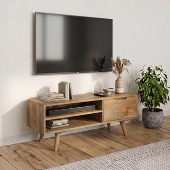 Surya Century Solid Mango Wood 95cm 1 Drawer TV Unit