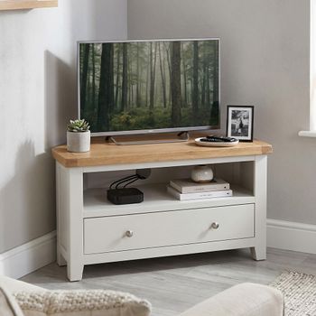 Melbourne White Painted 102cm 1 Drawer Compact Corner TV Unit