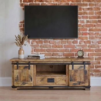 Jupiter Ironworks Industrial Style Wooden 135cm 1 Drawer TV Unit