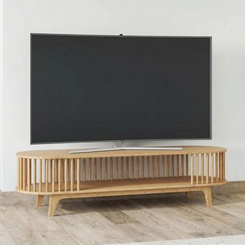 Live Natural Bamboo Wood 150cm Medium Curved TV Unit