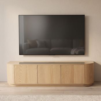 Novero Natural Oak 180cm 3 Door Medium Curved TV Unit