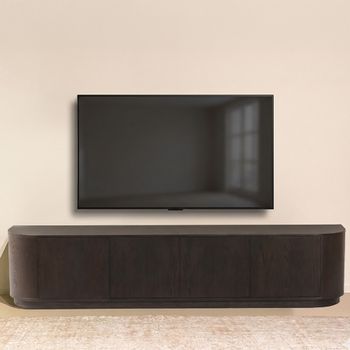 Novero Espresso Oak 220cm 4 Door Large Curved TV Unit