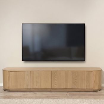 Novero Natural Oak 220cm 4 Door Large Curved TV Unit