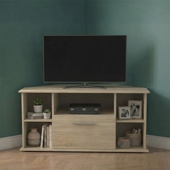 Knightsbridge Oak 115cm 1 Drawer Corner TV Unit