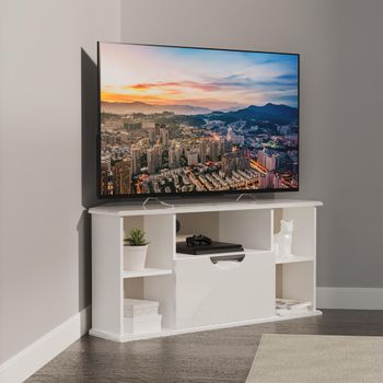 Camden White Gloss 115cm 1 Drawer Corner TV Unit