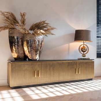 Ironville Brass Ribbed 4 Door Extra Large TV Unit