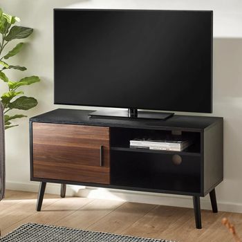Trent Walnut and Black Oak Effect 100cm 1 Door Compact TV Unit