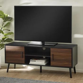 Trent Walnut and Black Oak Effect 130cm 2 Door TV Unit