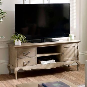 Camille Natural Limed Oak French Style 135cm 1 Door TV Unit