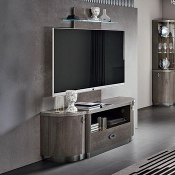Armonia Italian Silver Birch 2 Door 1 Drawer Large TV Unit with LED Wall Panel