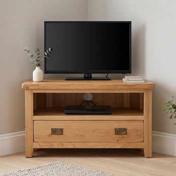 Melbourne Natural Oak 102cm 1 Drawer Compact Corner TV Unit