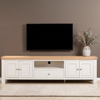 Windsor White Painted 220cm 4 Door 1 Drawer Large TV Unit