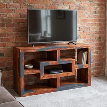 Cube Goa Petite Rustic Sheesham Wood 105cm Compact Media Unit