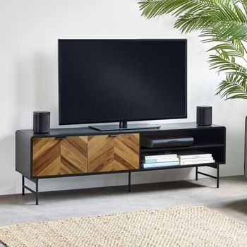 Alvin Chevron Wood Effect 2 Door TV Unit
