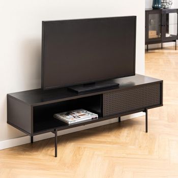 Angus Black Melamine 1 Door TV Unit