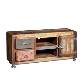 Antelope Storage Cart Recycled Wood 1 Door 2 Drawer TV Unit