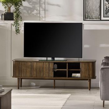 Arya Ribbed Dark Oak 160cm 2 Door TV Unit