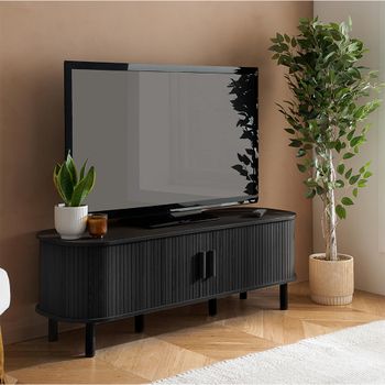 Axel Black Fluted 140cm 2 Door Curved TV Unit