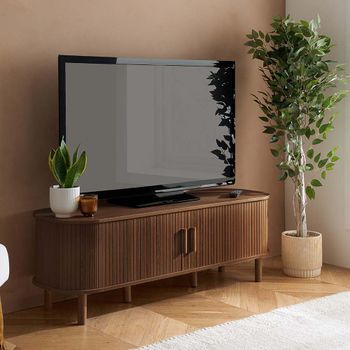Axel Walnut Fluted 140cm 2 Door Curved TV Unit