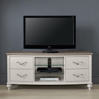 Montreux Grey Washed Oak and Soft Grey 4 Drawer TV Unit