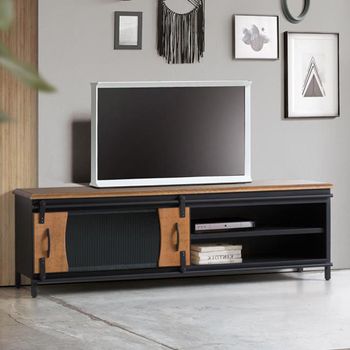 Brescia Mango Wood 1 Door Industrial Style TV Unit