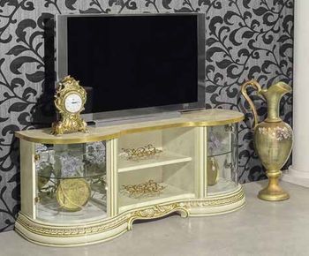 Leonardo Italian Ivory Gloss and Gold 2 Door TV Unit