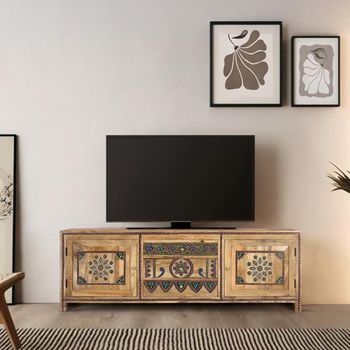 Chieti Painted Mango Wood Storage Style 2 Door 3 Drawer TV Unit