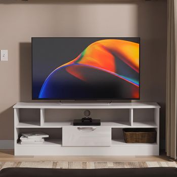 Clearance - Camden Cashmere High Gloss Open 1 Drawer TV Unit - P22