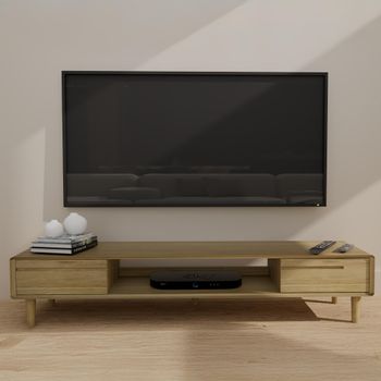 Scandic Oak 2 Drawer Large TV Unit