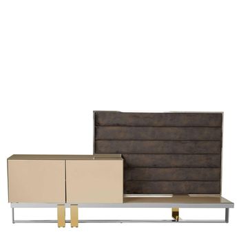 Demas Taupe with Wall Panel 2 Door TV Unit