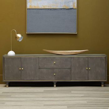 Deskey Grey and Faux Shagreen 4 Door TV Unit