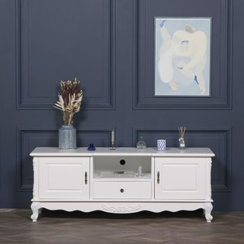 French Style -Antique White 2 Door TV Unit