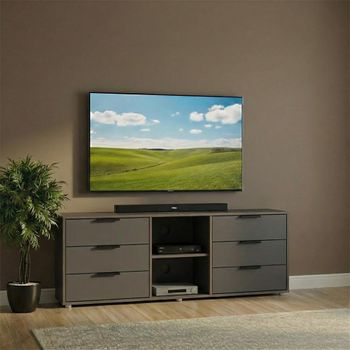 Hong Kong Graphite 150cm 6 Drawer TV Unit with Glides Legs