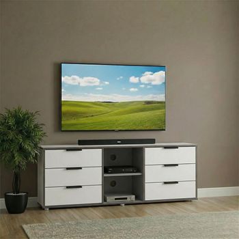 Hong Kong White 150cm 6 Drawer TV Unit with Glides Legs