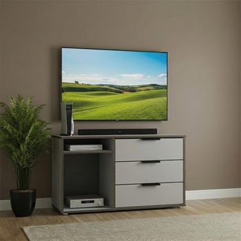 Hong Kong Grey and White 95cm 3 Drawer TV Unit with Glides Legs