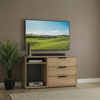 Hong Kong Oak 95cm 3 Drawer TV Unit with Glides Legs