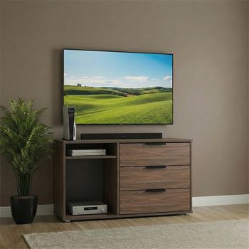 Hong Kong Walnut 95cm 3 Drawer TV Unit with Glides Legs
