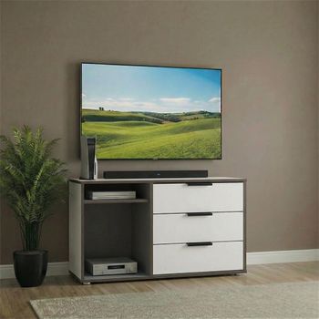 Hong Kong White 95cm 3 Drawer TV Unit with Glides Legs