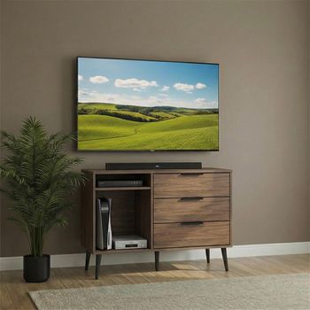 Hong Kong Walnut 95cm 3 Drawer TV Unit with Wooden Legs