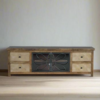 Hopkins Mango Wood 2 Door 4 Drawer Large Storage TV Unit