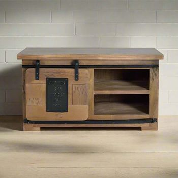 Iron Works Mango Wood 1 Door Small Storage TV Unit