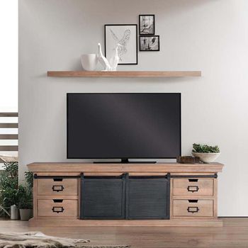 Irondale Mango Wood 2 Door 4 Drawer Large Storage TV Unit