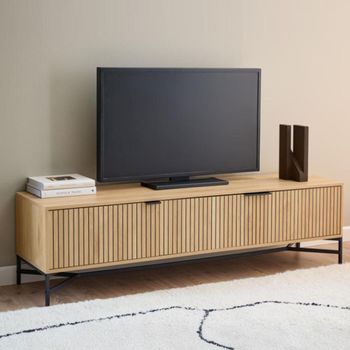 Jaipur Oak 3 Door Large Fluted TV Unit