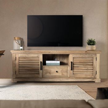 Jaylene Mango Wood 2 Door Large Louvered TV Unit