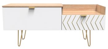 Jigsaw White and Oak 130cm TV Unit with Gold Hairpin Legs