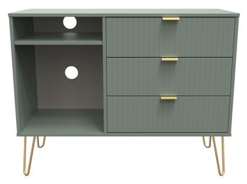 Linear Green 95cm 3 Drawer TV Unit with Hairpin Legs
