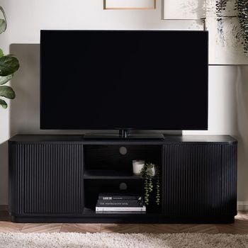Louis Black 140cm 2 Door TV Unit with Fluted Base