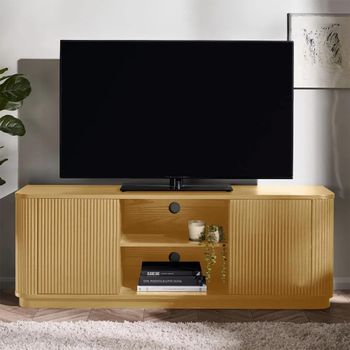 Louis Light Oak Effect 2 Door Fluted Base TV Unit